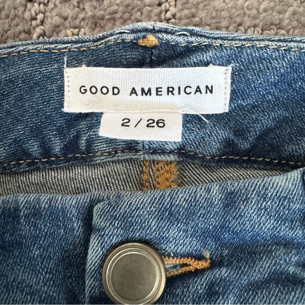 GOOD AMERICAN Jeans Women’s Size 26 Med Wash Distressed Good Legs Organic Cotton - Picture 3 of 10